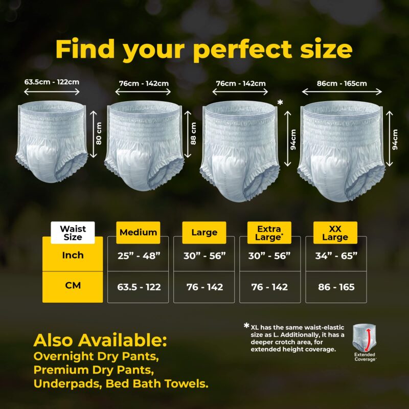 Friends Classic Adult Diapers Pants Style - 30 Count (Extra Large) with odour lock and Anti-Bacterial Absorbent Core- Waist Size 30-56 inch ;76-142cm - Image 2