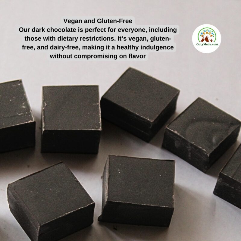 OotyMade.com Dark Chocolate Bar - 250g | 70% Cocoa, Sugar Free, Vegan | Handcrafted in Ooty | Delicious & Healthy | Perfect for Gifting & Personal Enjoyment - Image 9