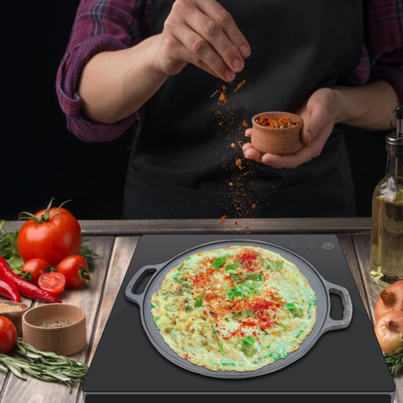 SOLARA Cast Iron Tawa for Dosa 12" Inch(30 CM), Tawa for Dosa, Uthappam, Roti, Chapati, Naan, Gas & Induction Friendly, Dosa Tawa Cast Iron, Cast Iron Cookware - Image 2