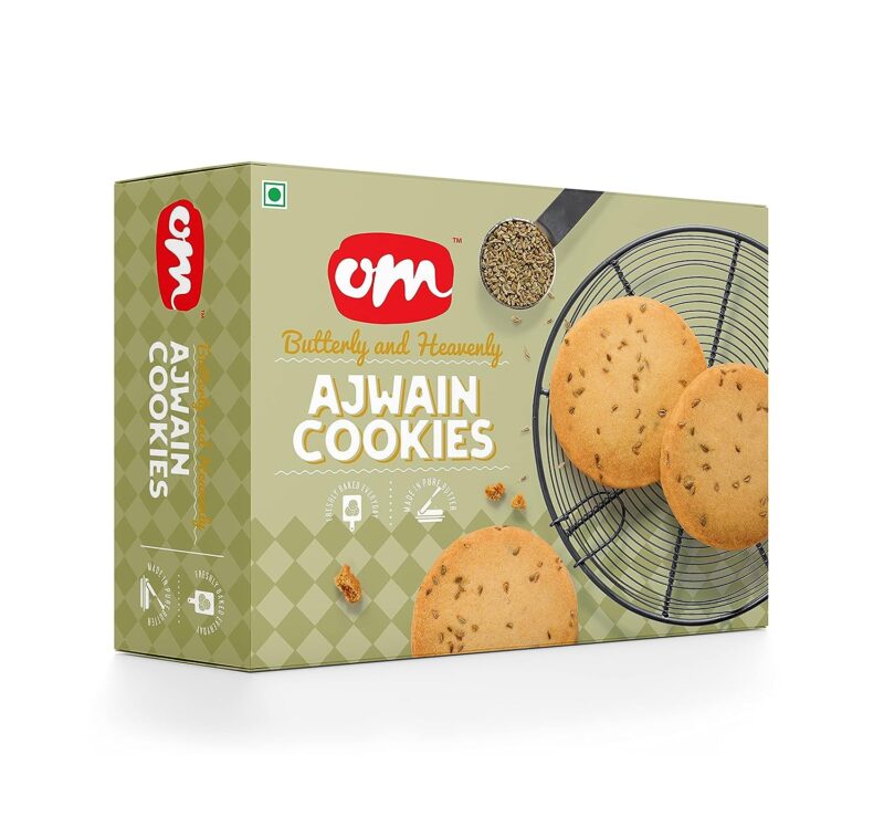 Om Sweets and Snacks Ajwain Cookies - 350G