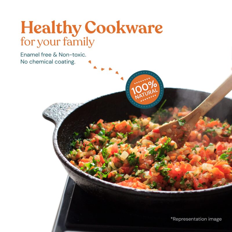 Bhagya Cast Iron Cookware Bhagya Cast Iron Paniyaram Pan/Unniyappam Chatty/Paddu Maker/Appam Pan Pre-Seasoned | Naturally Non-Sticky Cookware | Non Toxic - 9 Holes, Large - Image 4