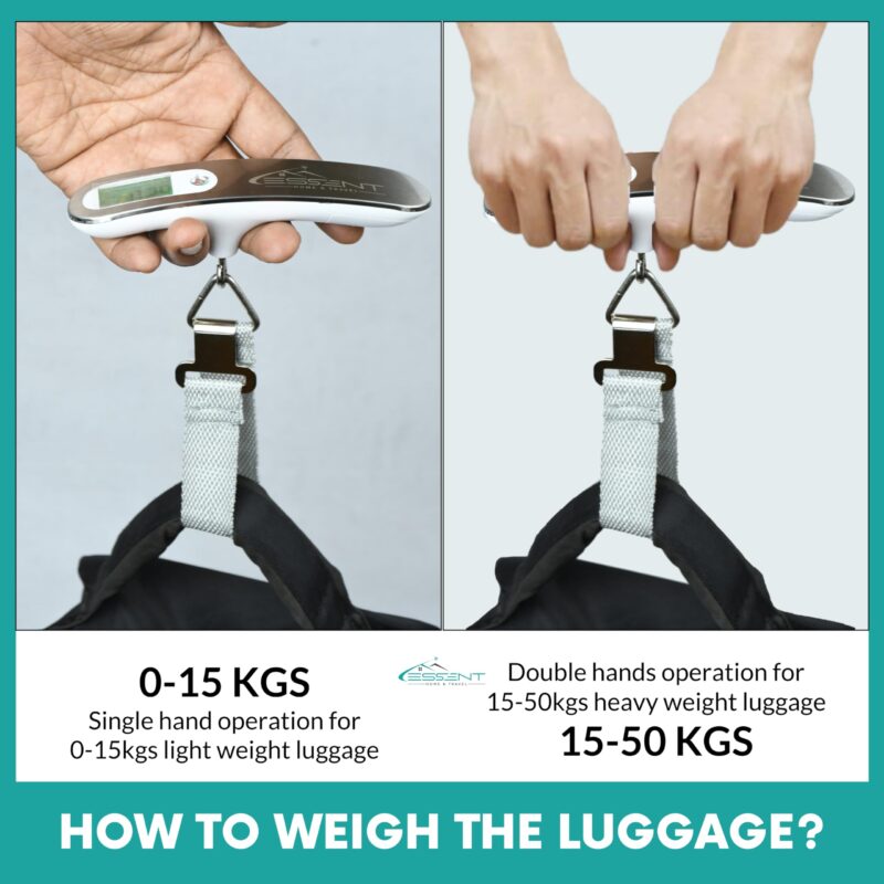 Essentâ„¢ Weight Machine for Luggage - 50kg Capacity, Steel Body, 10 Years Replacement - Premium Digital Luggage Weighing Scale, Weighing Machine for Luggage for Home, Flights, Bags (Silver, 50kg) - Image 3
