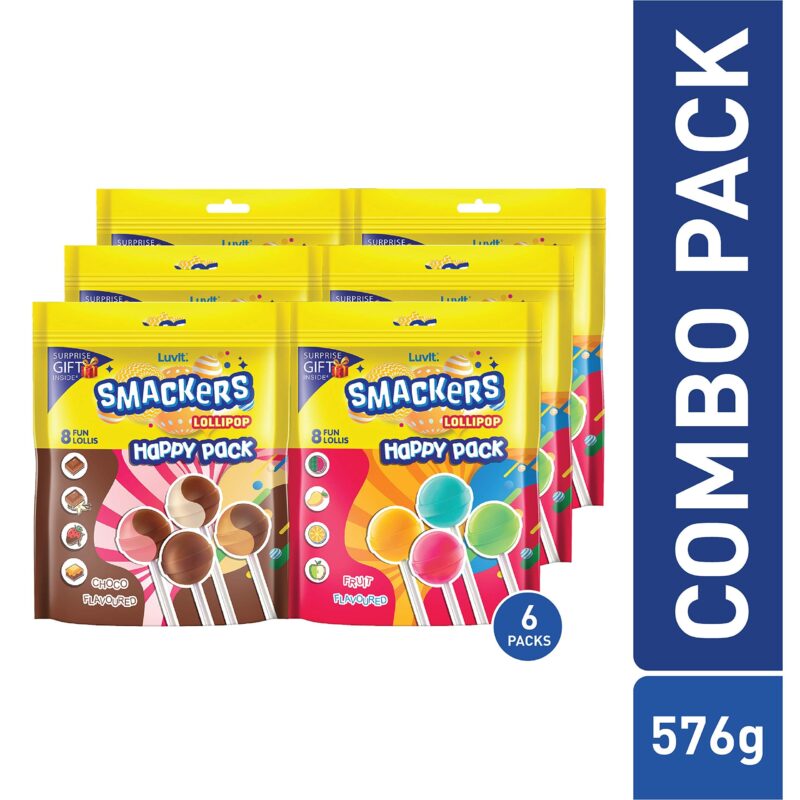 LuvIt. Smackers Fruit And Chocolate Flavoured Lollipops Pack Combo - Pack Of 6, 576 Gram - Image 9