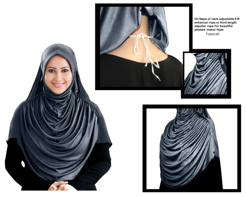 Mehar HIJAB'S MUSLIM MODEST WOMEN'S FRILLED STYLISH HIJAB FAEEZAH (Grey, X-Large) - Image 2