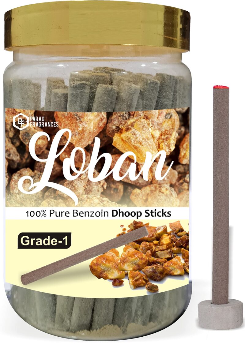 Parag Fragrances Loban Dhoop Sticks/Benzoin Dhoop Batti Grade-1 Jar (Pack of 1 x 200Gm) Long Lasting Perfume for 24 Hours Home Fragrance/Meditation/Dhoop for Pooja/Free Dhoop Holder Inside - Image 8