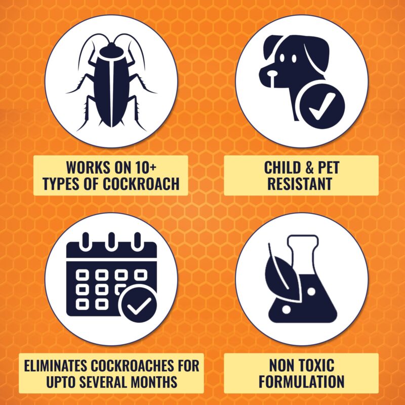 KNOQ AWAY Cockroach Bait, Alternative to Anti Roach Gel, Cockroach Paste, Cockroach Gel, Cockroach Pellet/Powder & Cockroach Spray. Cockroach Repellant for Home,Kitchen, & Hotels (Pack of 6 Baits) - Image 2