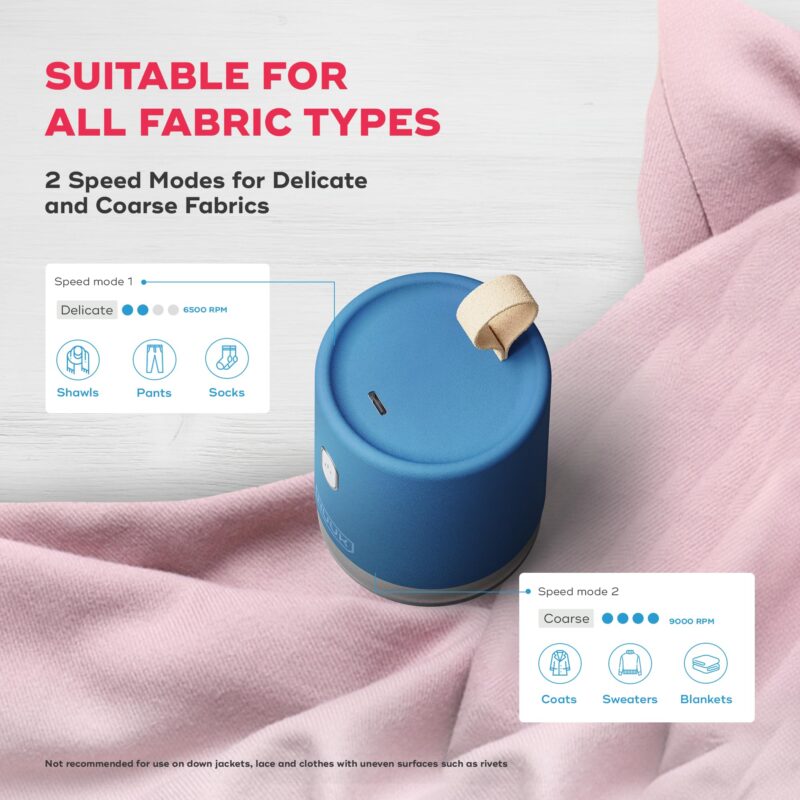NUUK RIZZ Rechargeable Lint Remover for Clothes with FREE Storage Pouch | 2 Speed Modes For All Fabrics | 60 Min Runtime with Type-C Charging | Fabric Shaver for Woolen Sweaters, Shawls, Coats, Shirts - Image 7