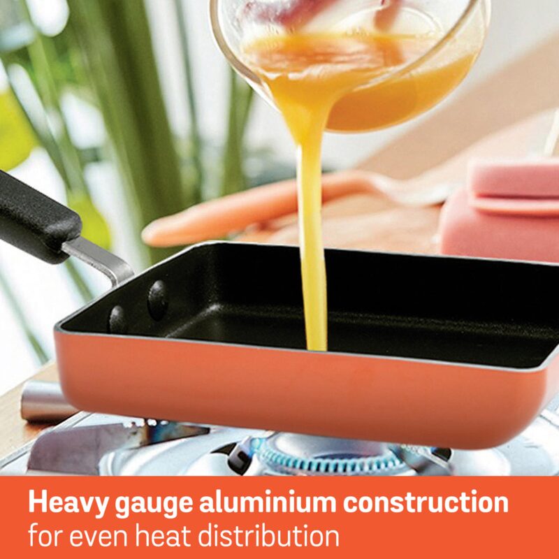 Meyer Non Stick Aluminium Tamagoyaki Pan | Egg Pan | Omelette Pan | Nonstick Frying Pan | Small pan for Omelette | Nonstick Cookware | Small Fry pan for Cooking, 18cm, Orange - Image 5