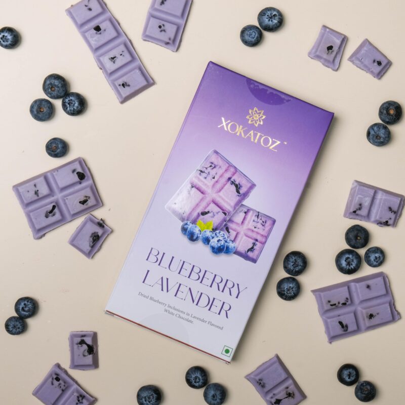 XOKATOZ Exotic Premium Chocolate - 1 Blueberry Lavender Flavoured White Chocolate Bars - Gift set - Pack of 1, 75g (75g x 1) - Image 8