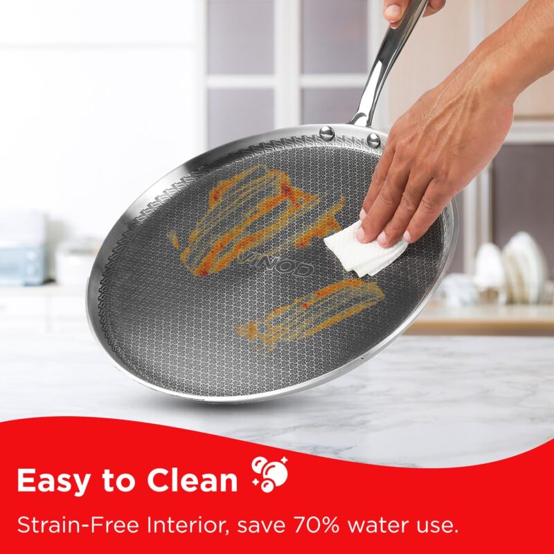 Vinod SAS Pro Platinum Triply Stainless Steel Dosa Tawa - 31 cm | 4.0 mm Thick | Hexa Design | Metal Spoon Friendly | Riveted Handle | Gas, Induction Base | 5-Year Warranty - Image 2