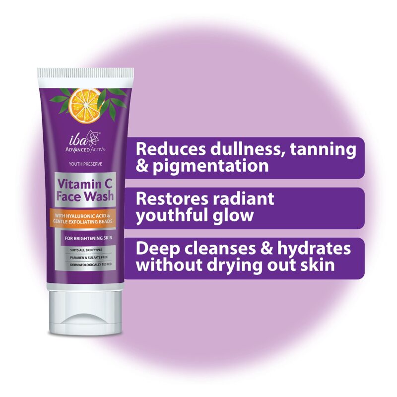 Iba Advanced Activs Youth Preserve Vitamin C Face Wash | No Parabens & Sulfates | High Foam | For Glowing Skin | Halal Certified & Vegan -100 ml - Image 7