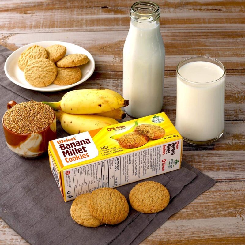 Weleet Assorted Pack Of Multi Grain, Millet, Ragi & Banana Millet Digestive Cookies|Home/Office Snack|Free Of White Sugar & White Flour|100% Natural & Healthy (4 Flavours-360 Gm) - Image 3
