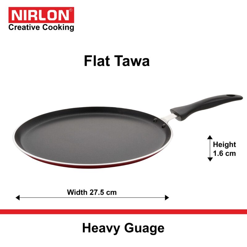 NIRLON Non-Stick Aluminium Cookware Set, 2-Pieces, Red (3.2 FT+CT) - Image 4