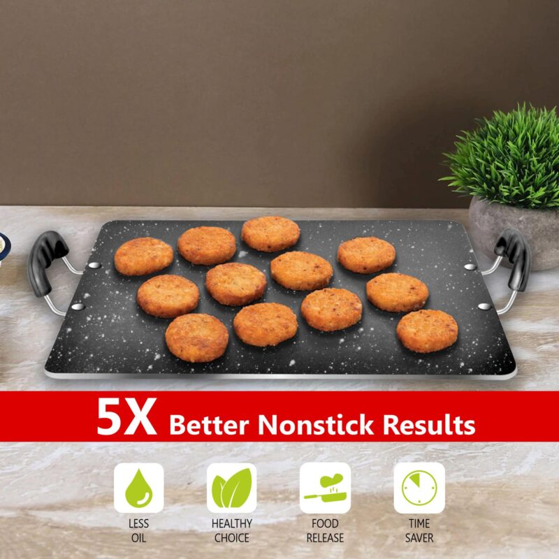Sunblaze Non Stick Granite Pathri Rectangle Tawa for Dosa, Roti, Chapati Large (380mm×340mm) - Image 3