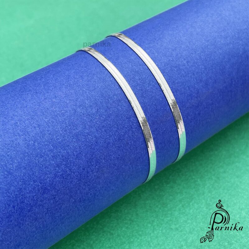 Parnika MJ 925 Beautiful Silver Payal Anklets In Pure 92.5 Sterling Silver For Women & Girls | With Certificate Of Authenticity | Pure Chandi Payal | Gift For Her |(Flat Snake - Pair) - Image 5