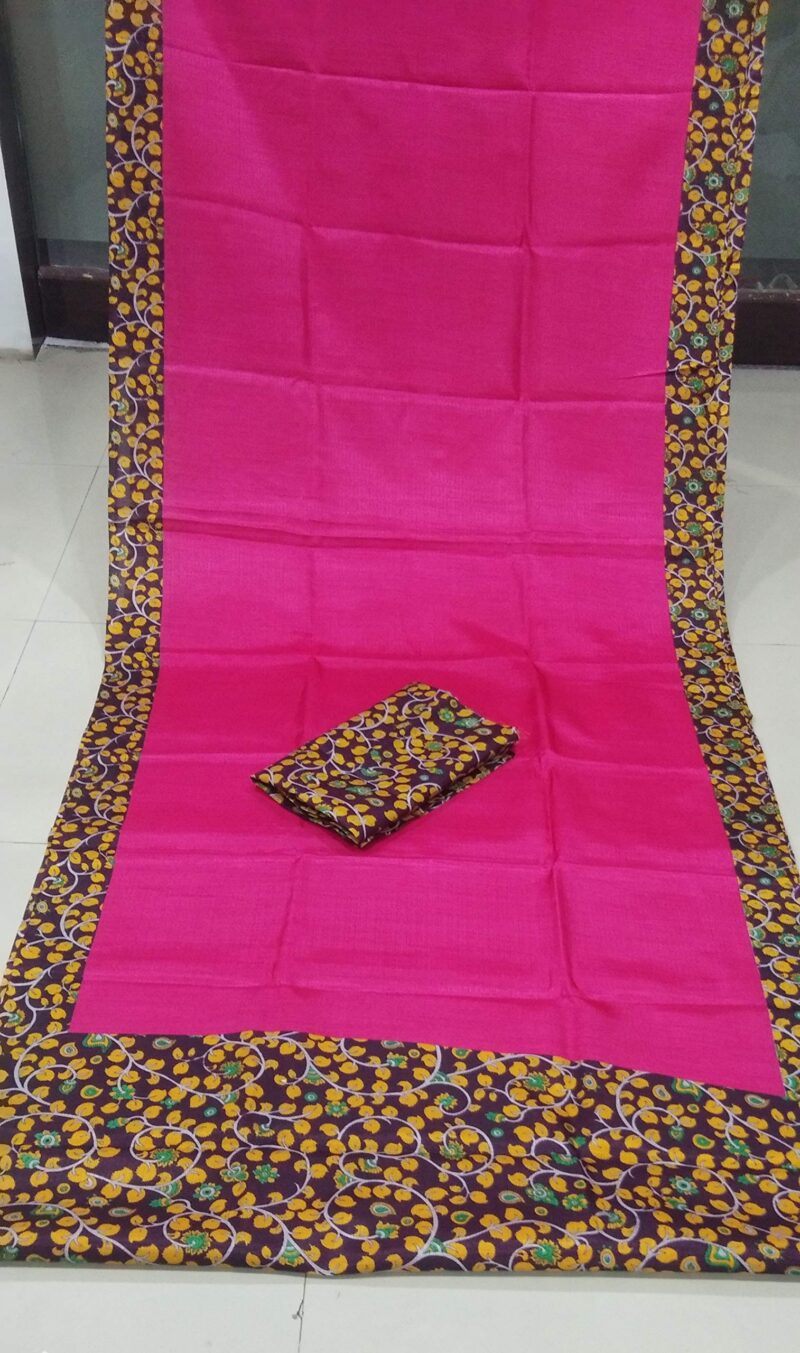 Rajnandini Women's Tussar Silk Saree with Blouse Piece (JOPLNB6004A_Pink_Free Size) - Image 4