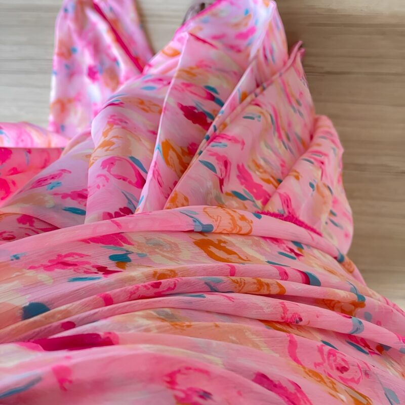 Stylescope Women's Georgette Floral Printed Lace Bordered Ready To Wear One Minute Saree With Print Unstitched Blouse Piece (Candy Pink_Pink_Free Size) - Image 3