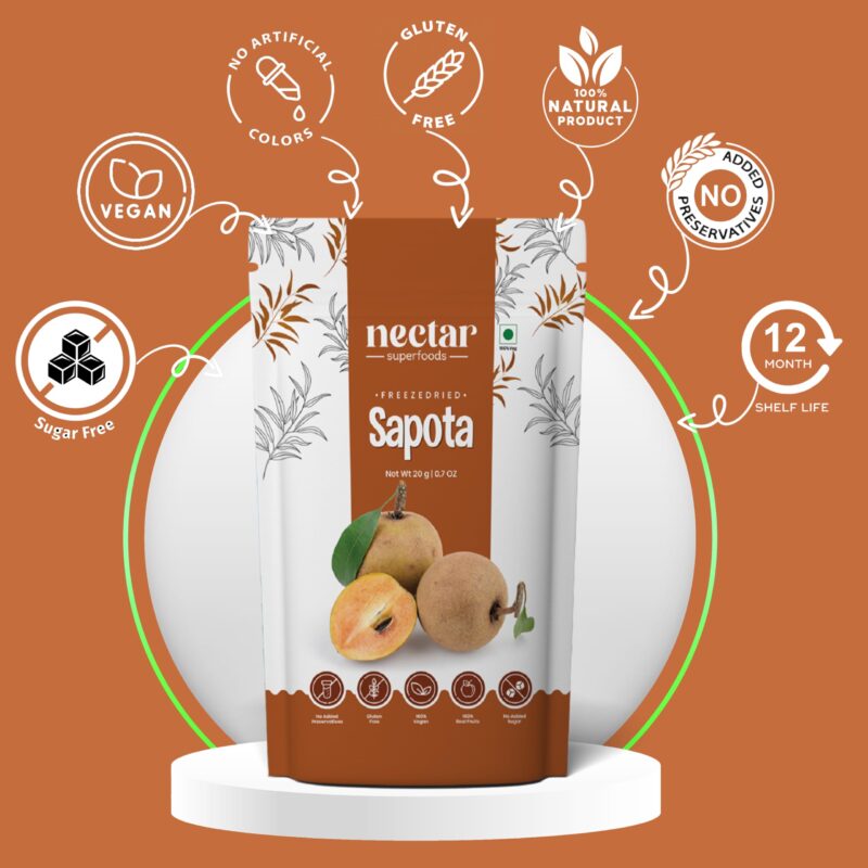 Nectar Superfoods Freeze Dried Chikoo (Sapota) | No Preservatives, No Added Sugar, Healthy Dried Fruit | 100% Natural, Vegan, Gluten Free Snack for Kids and Adults | 20 gram Pouch (PACK OF 1) - Image 4