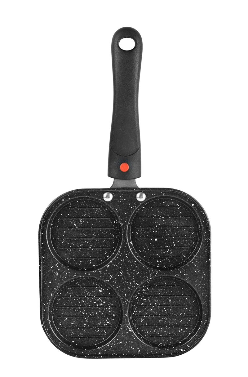 Cello Non-Stick 4- Cavity Aluminium Uttapam Maker with Spatter, Black - Image 7