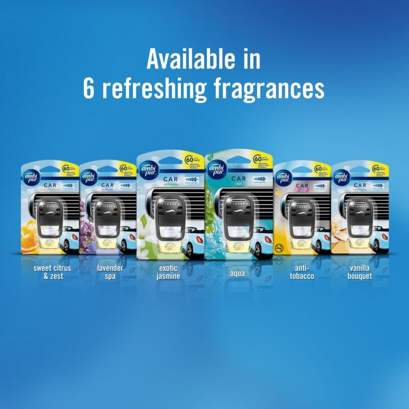 5x Ambi Pur Vanilla Bouquet Car Air Freshener Starter Kit Liquid (7.5ml each) - Pack of 5 - Image 7