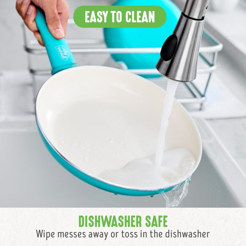 GreenLife Soft Grip Healthy Ceramic Nonstick 7" and 10" Frying Pan Set, PFAS & PFOA-Free, Dishwasher Safe, Egg Omelet Skillet, Cookware for Easy Cooking, Non-Stick Kitchen Essentials, Caribbean Blue - Image 6