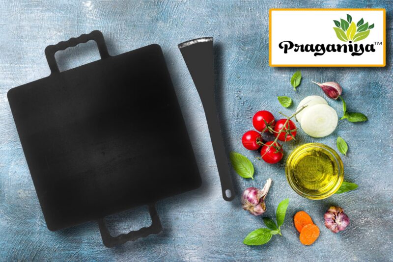 PRAGANIYA Iron Dosa Tawa for Dosa/Roti/Chapati 12 Inch Heavy Gauge Square Tawa Induction & Gas Compatible - Image 2