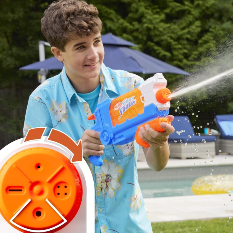 Nerf Super Soaker Flip Fill Water Blaster - 4 Spray Styles - Fast Fill - Large 890ml Water Tank - Pichkari for Outdoor Water Games, Branded Toy Pichkari for Kids 6+ - Image 8