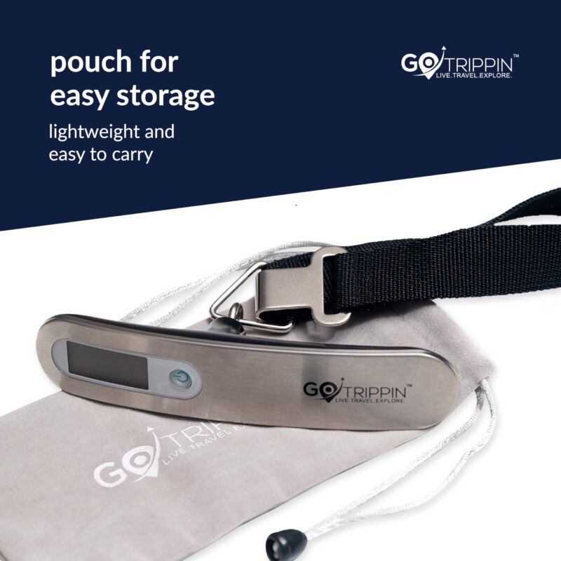 GoTrippin Weight Machine for Luggage - 50 kg capacity, Steel body, Lifetime replacement - Digital Portable Electronic Luggage Weighing Scale for home, travel, flights, bags and baggage (Silver, 50 kg) - Image 5