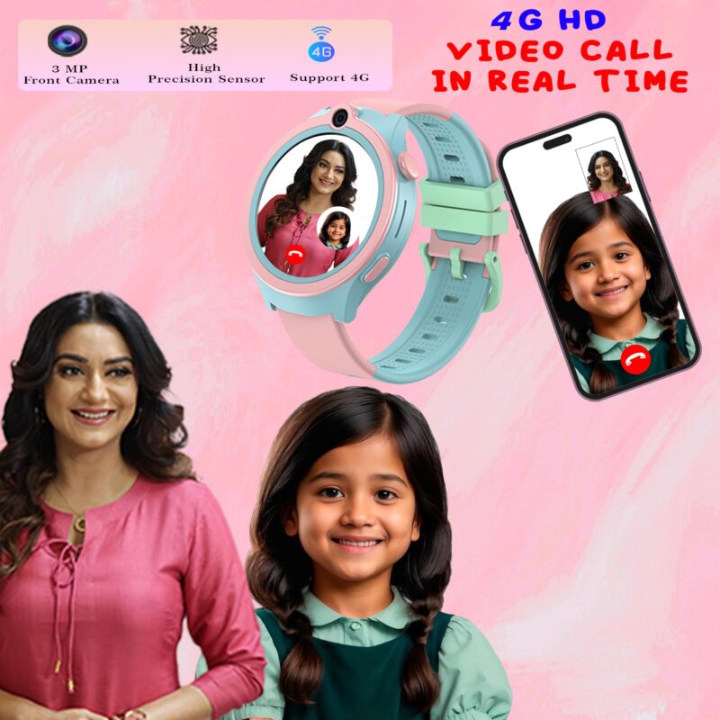 Spiky Cacus 4G Calling Multi-UI IPX7 Waterproof Kids Smartwatch | Rotatable Menu Dial,GPS Tracking, Video Call, Calling Watch, Games, Geo-Fencing, SOS | Best for Kids Girls & Boys 4-12 Years | Pink - Image 9