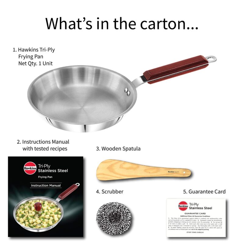 Hawkins 20 cm Frying Pan, Triply Stainless Steel Fry Pan, Induction Frying Pan, Small Frying Pan, Silver (SSF20) - Image 7