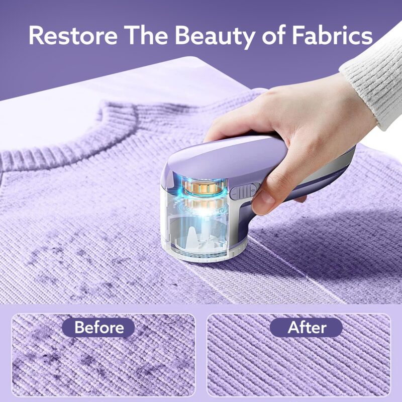 AGARO 2419 Lint Remover, Electric Fabric Shaver, Rechargeable, Stainless Steel Blades, Portable, Multi-Functional Fuzz Remover from Woollen Sweaters, Coat, Blankets, Jackets, Carpets, Burr Remover - Image 8
