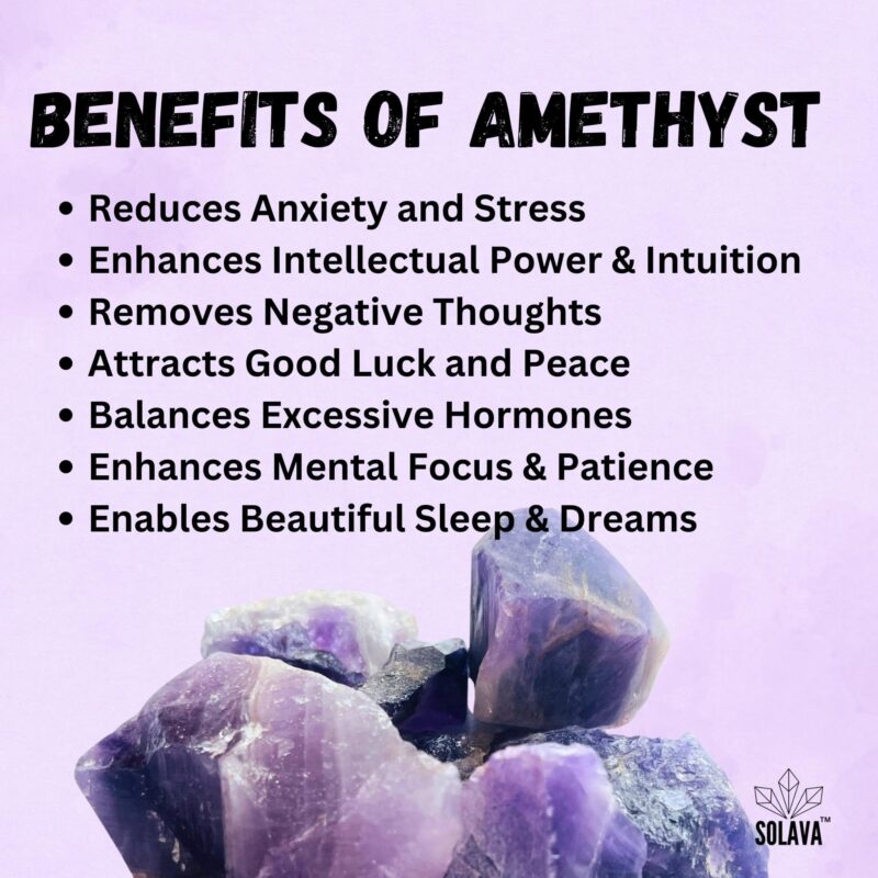 SOLAVA Natural Amethyst Crystal Stone Original Certified - Raw Healing Crystals, Purple Rough Stone For Anxiety, Stress, Good Luck, Peace, Manifestation, Meditation, And Reiki Healing - 2+ Pieces - Image 6