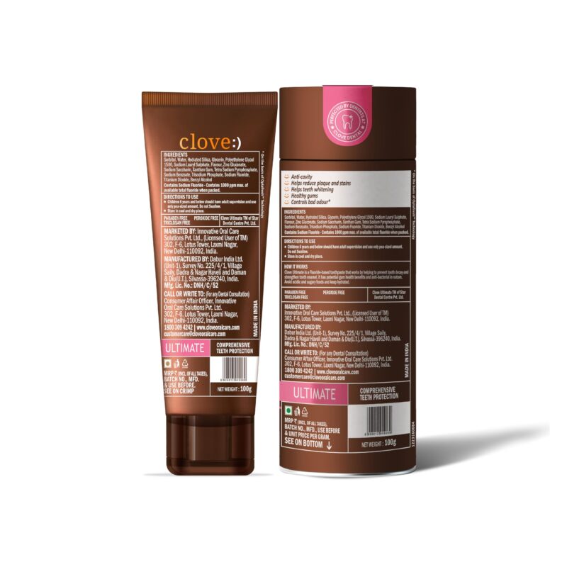 Clove Ultimate Toothpaste | Active Freshness | Cavity Prevention | Teeth Whitening | Healthy Gums & Oral Care | Triclosan Free | Paraben Free | Peroxide free | Mint | Pack of 1 (100 gms) - Image 9