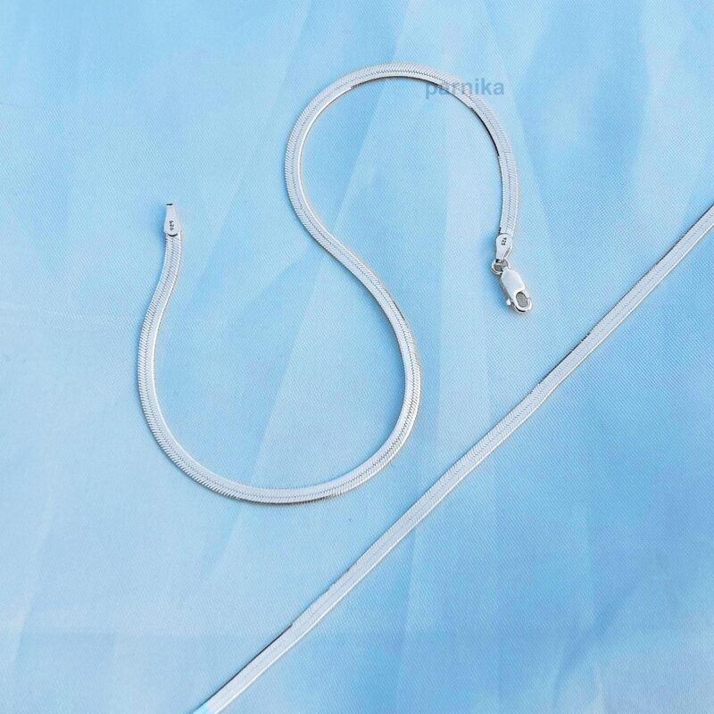 Parnika MJ 925 Beautiful Silver Payal Anklets In Pure 92.5 Sterling Silver For Women & Girls | With Certificate Of Authenticity | Pure Chandi Payal | Gift For Her |(Flat Snake - Pair)