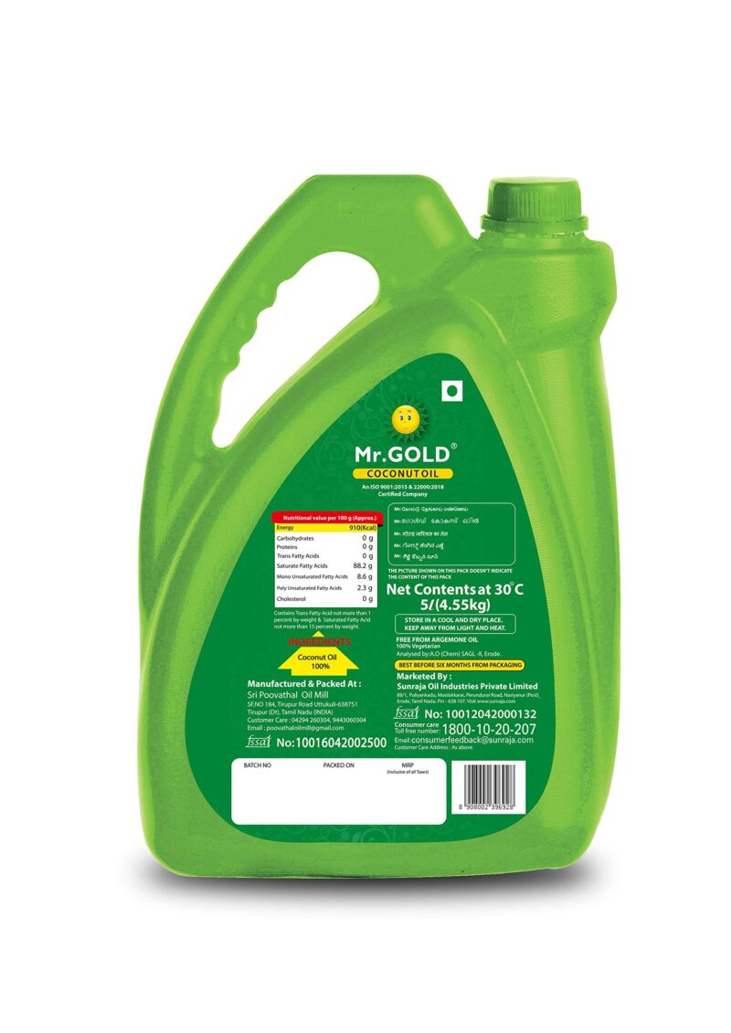 Mr. Gold Coconut Oil Can, 5L - Image 5