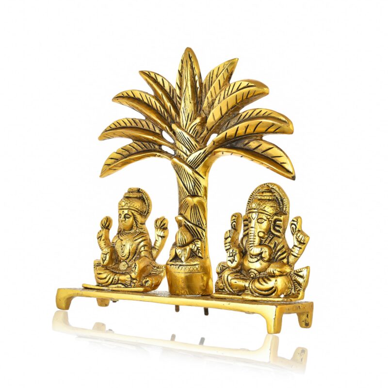 CraftVatika Laxmi Ganesh Idol Aluminium Laxmi Ganesh for Gifting, Office & Pooja Room Home Decor Showpiece - Image 4
