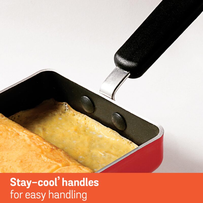 Meyer Non Stick Aluminium Tamagoyaki Pan | Egg Pan | Omelette Pan | Nonstick Frying Pan | Small pan for Omelette | Nonstick Cookware | Small Fry pan for Cooking, 18cm, Orange - Image 3