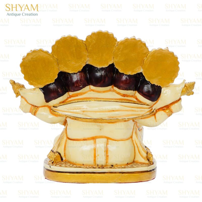 Panchmukhi Ganesha Idol Statue Energized 5 Faced/Mukhi Ganesha Figurine Ganpati Murti for Pooja, Antique Finish Figurine Marble Dust God Statue Ganpati Statue - Image 3