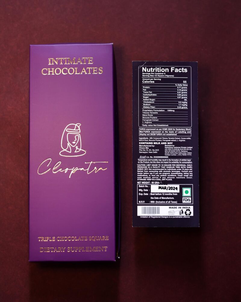 Cleopatra Chocolate Bars For Couples Uplifting Mood, Vitality, More Desire & Enjoyment Best Gift Set Ideal For Men & Women, Vegetarian And Gluten-Free (Pack of 1), 60 gram - Image 4