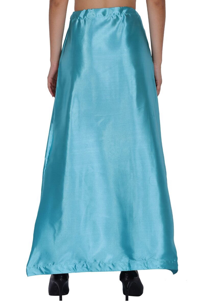 ONLINE GENERATION Women's Satin Blend Petticoat Saree Satin Underskirt Sari Satin Silk Petticoat Skirts for Women Saree Shape Wear Dress for Saree Free Size Sky Blue Color - Image 3