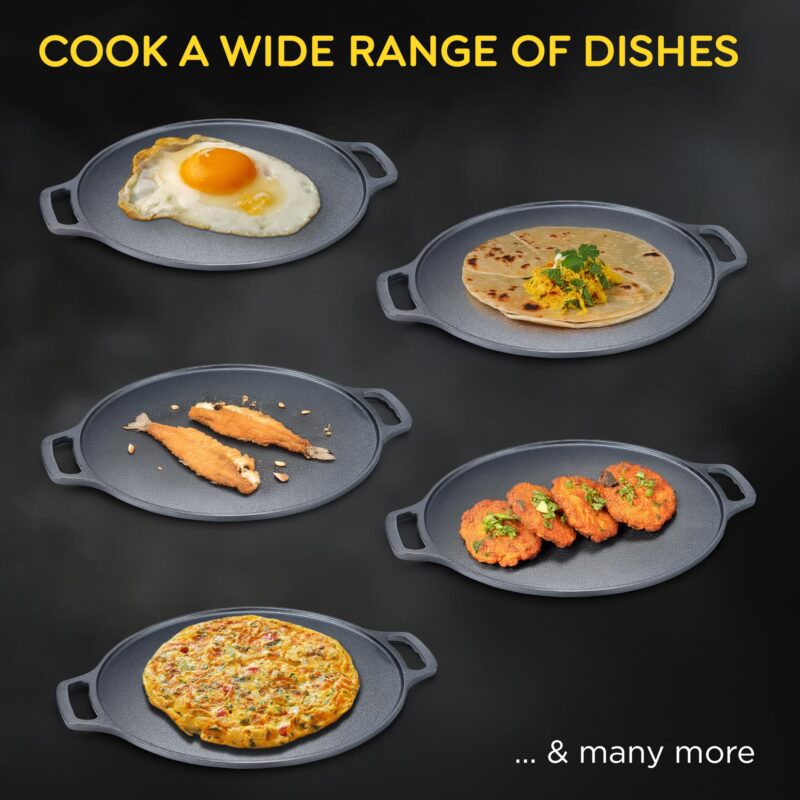 Prestige 30cm Dura Cast Iron Non-Stick Dosa Tawa| Heavy Gauge| Gas & Induction Compatible| Scratch Resistant| Even Heat Distribution - Image 2