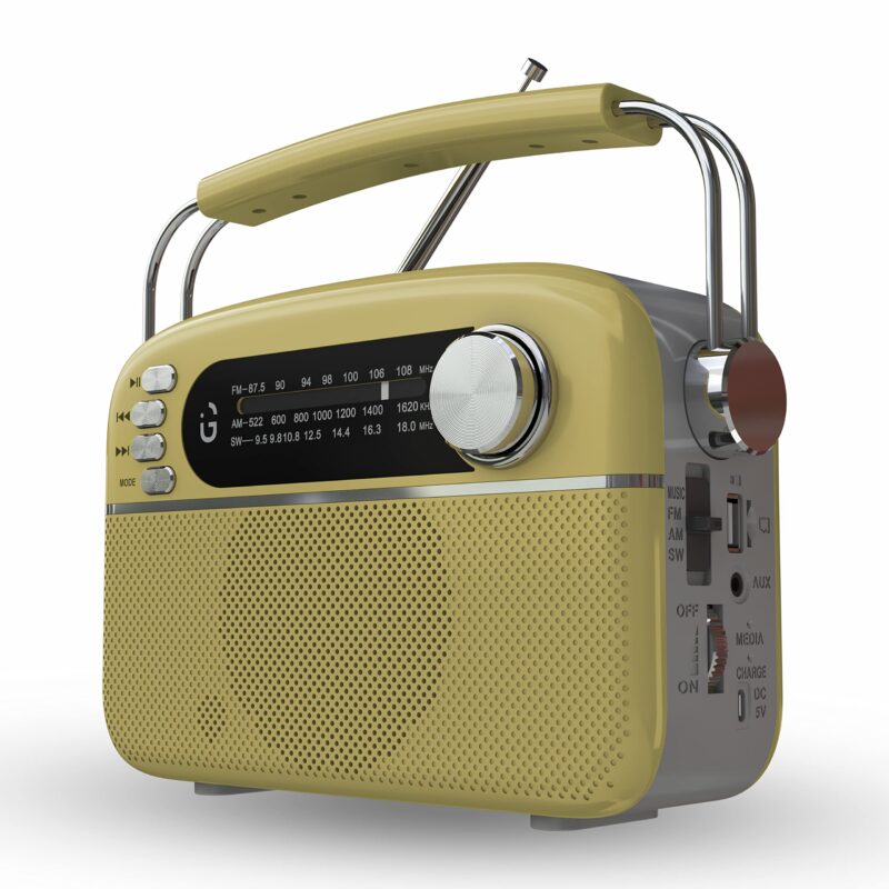 iGear Evoke FM/AM/SW with MP3 Player Bluetooth, USB, TF/SD Card, inbuilt 1200 mAh Rechargeable Battery (Gold Silver)