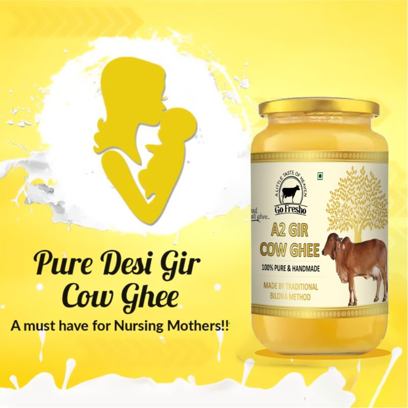 Go Fresho A2 Gir Cow ghee| Vedic Bilona Method|Pure, Natural & Healthy | 1000 ml Glass Bottle With Spoon - Image 6
