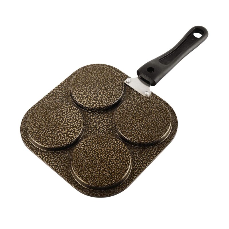 CELLO Non-Stick 4- Cavity Aluminium Appam/Uttapam Maker with Spatter (Golden) - Image 3