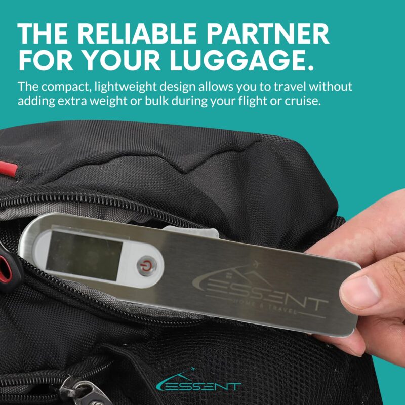 Essentâ„¢ Weight Machine for Luggage - 50kg Capacity, Steel Body, 10 Years Replacement - Premium Digital Luggage Weighing Scale, Weighing Machine for Luggage for Home, Flights, Bags (Silver, 50kg) - Image 2