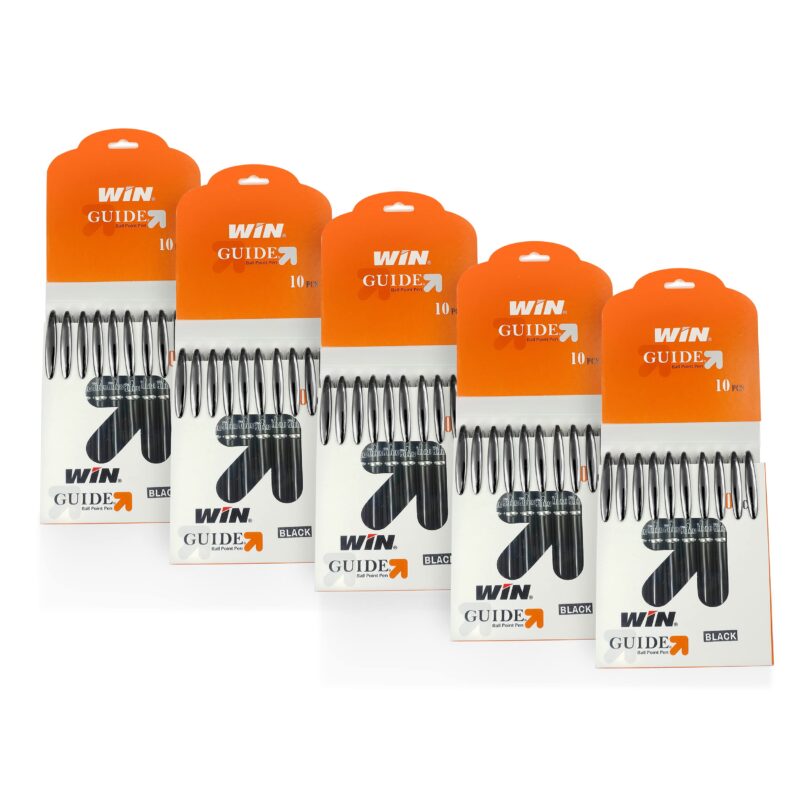 Win Guide Ball Pens | 50 Black Ink Pens | Premium Stylish Pens Set | 0.6 mm Sharp Tip | Lightweight Multicoloured Body available in 6 Colours |School and Office or Corporate Gifting | Pens for Writing - Image 4