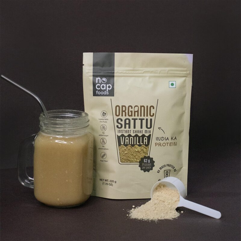 Nocap Sattu Shake Vanilla 220gm | No refined sugar | No Artificial flavours | High Protein | High Fiber | Natural Vanilla flavour | Instant shake | No Additives | No preservatives - Image 5