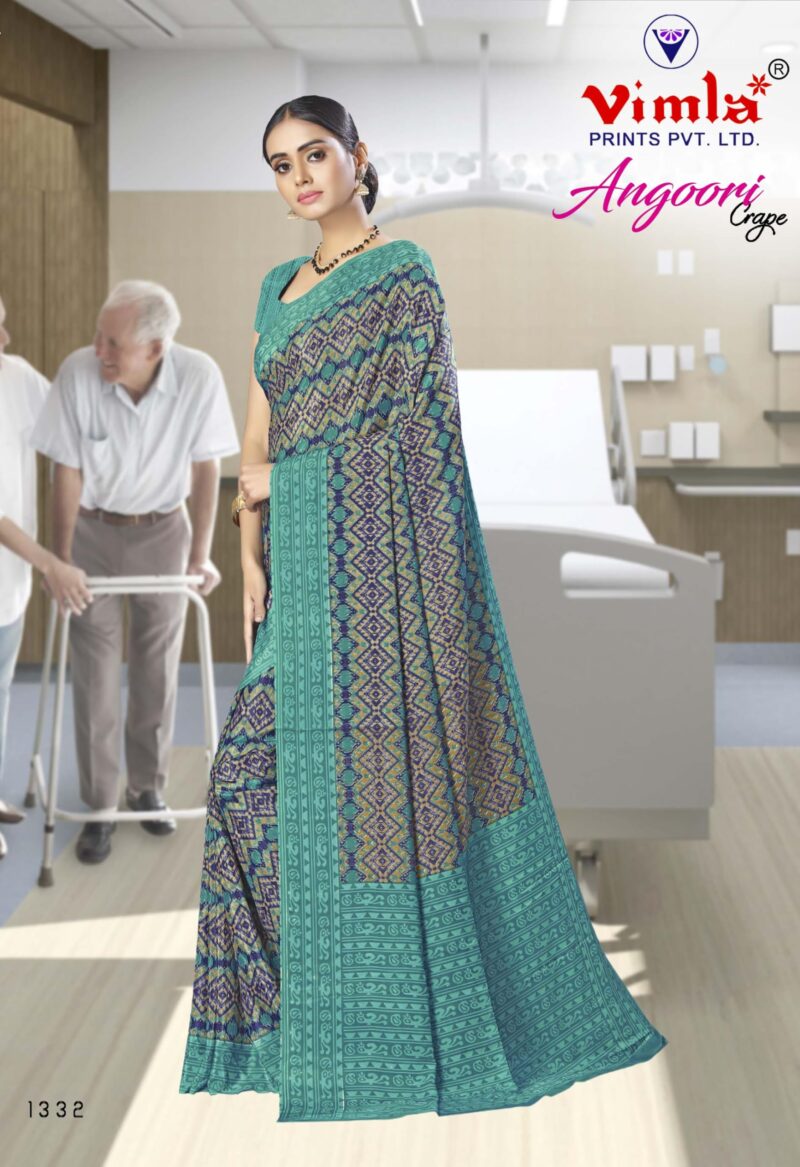 Vimla Women's Multi Crepe Silk Uniform Saree with Blouse (Multi; 1332_AC_Free Size) With FREE Henna Hair Color (Black) - Image 6