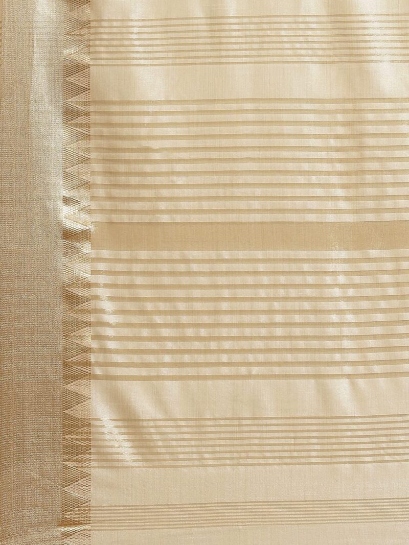 arriva fab Women's Kasavu Cotton Blend Saree With Blouse Piece (Riva1698__White) - Image 4