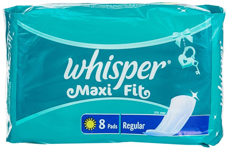 Whisper Maxi Nights Sanitary Pads for Women, Regular, 8 Napkins